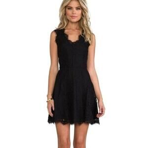 Joie Nikolina Black Lace Sleeveless Fit &Flare Lined Dress Women's Size X-Small
